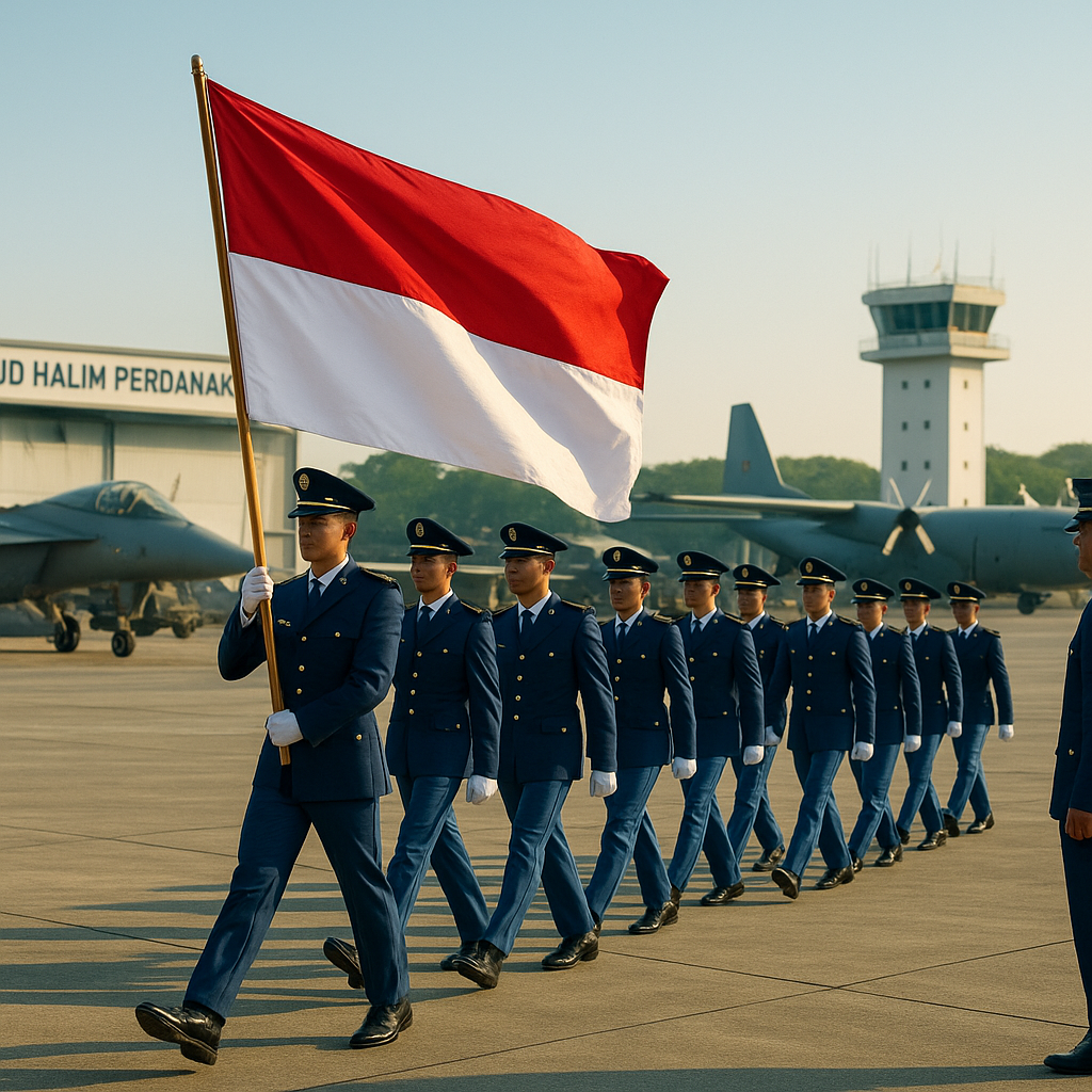 Latihan Defile TNI AU Peringati HUT ke-76 di Lanud Halim