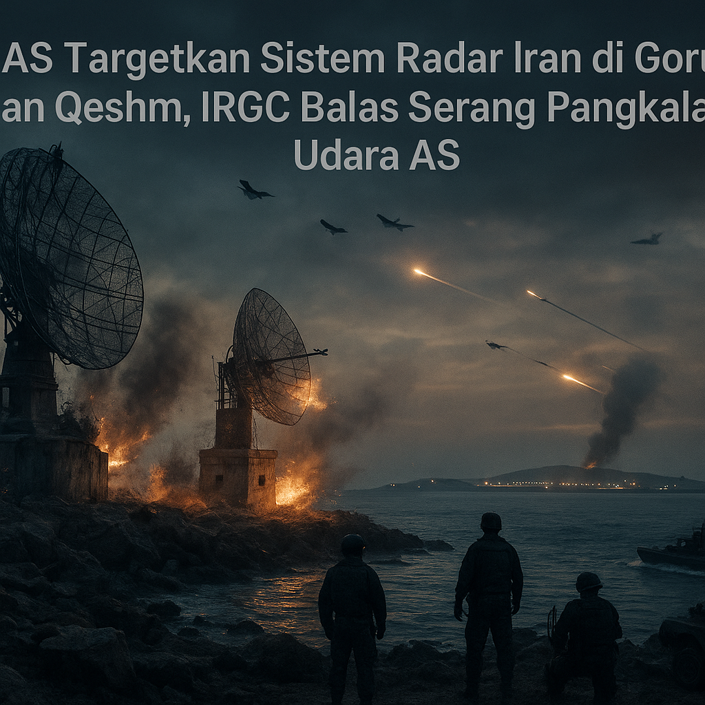 AS Targetkan Sistem Radar Iran di Goruk dan Qeshm, IRGC Balas Serang Pangkalan Udara AS