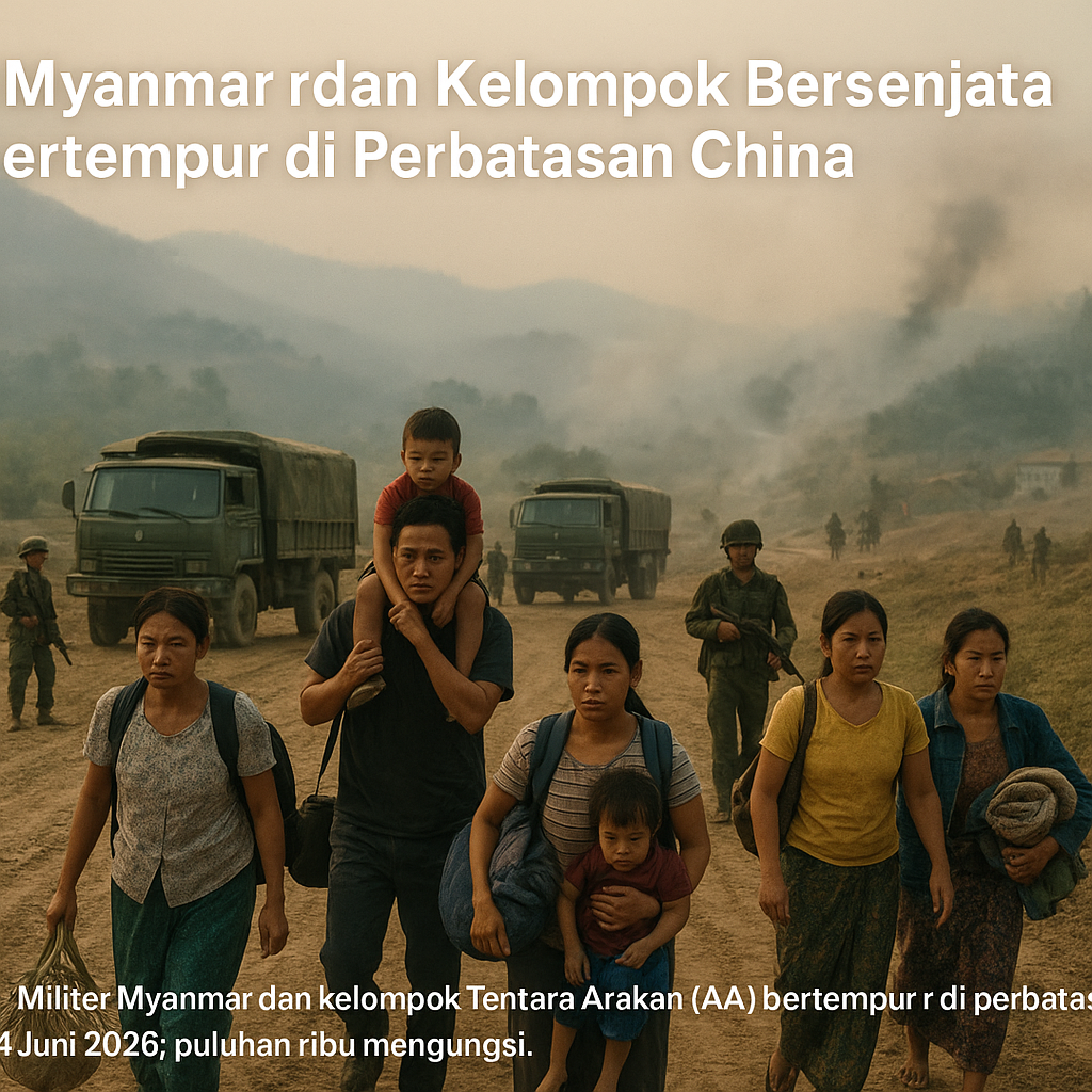 Militer Myanmar dan Kelompok Bersenjata Etnis Bertempur di Perbatasan China