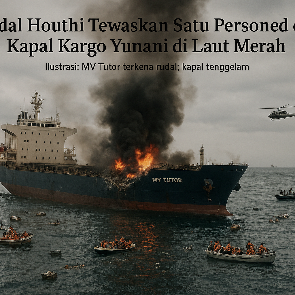 Rudal Houthi Tewaskan Satu Personel di Kapal Kargo Yunani di Laut Merah