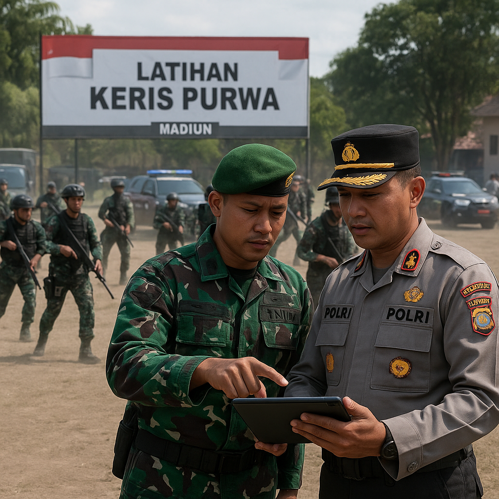 Latihan 'Keris Purwa' TNI-Polri Sinergi Jaga Kamtibmas di Madiun