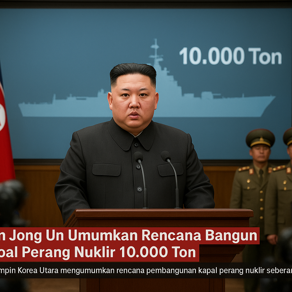 Kim Jong Un Umumkan Rencana Bangun Kapal Perang Nuklir 10.000 Ton