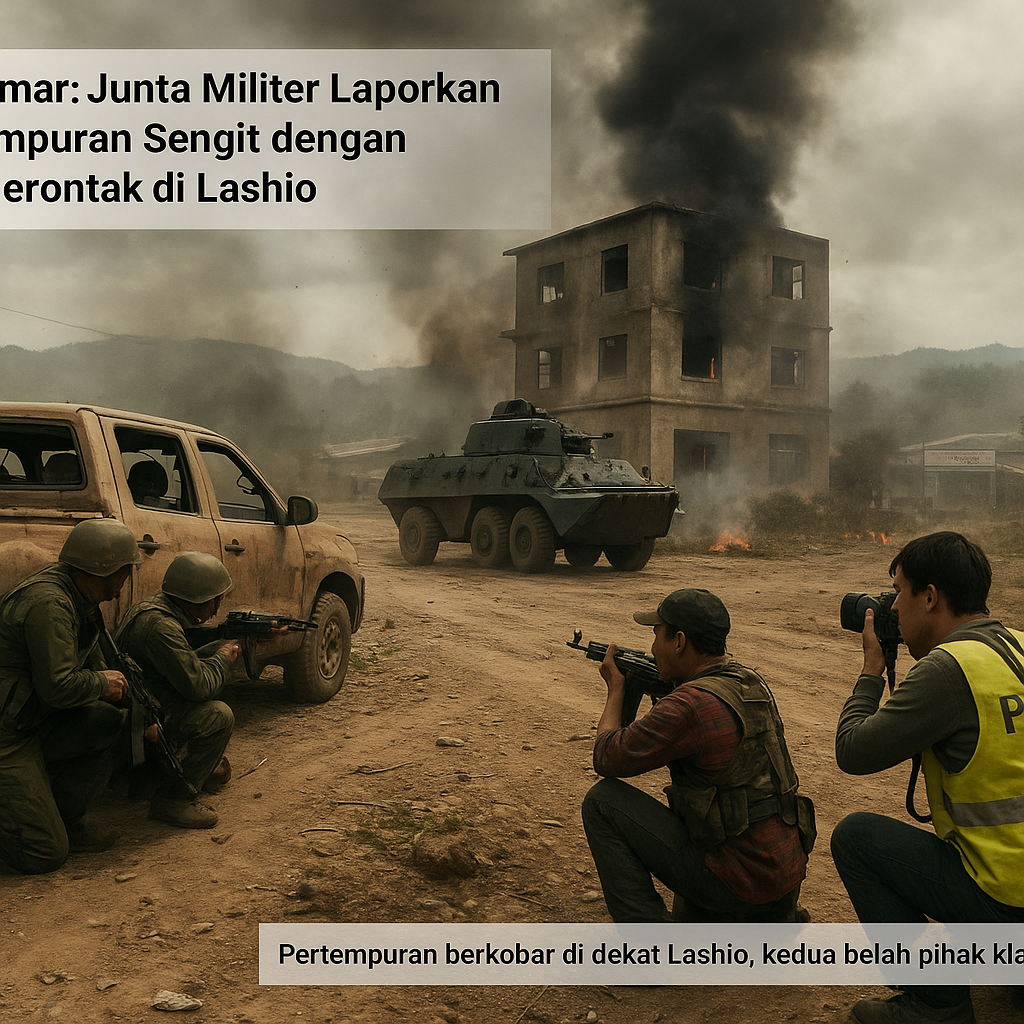 Myanmar: Junta Militar Laporkan Pertempuran Sengit dengan Pemberontak di Kota Strategis Lashio