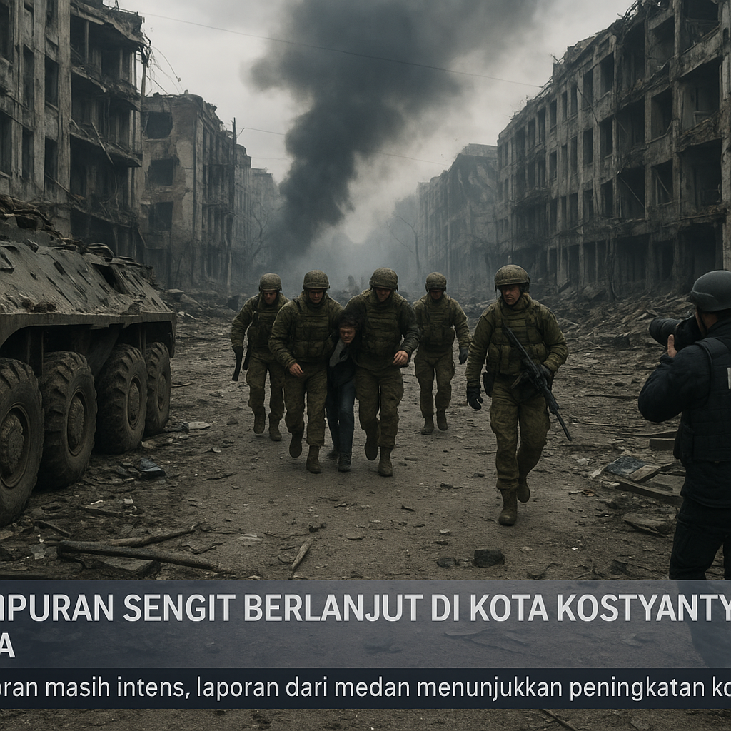 Pertempuran Sengit Berlanjut di Kota Kostyantynivka, Ukraina
