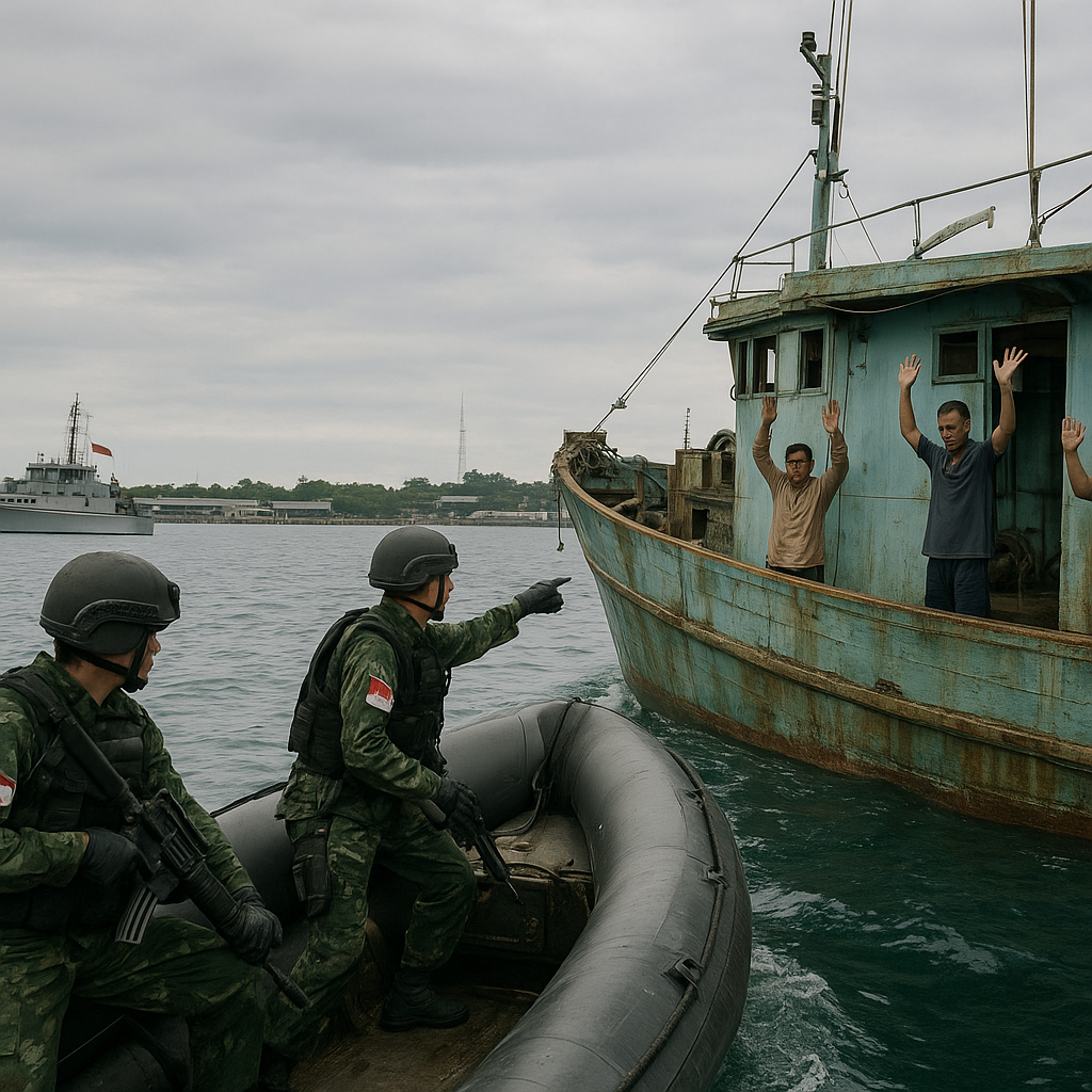 Kesatuan Marinir TNI AL Amankan Kapal Asing yang Diduga Langgar Wilayah