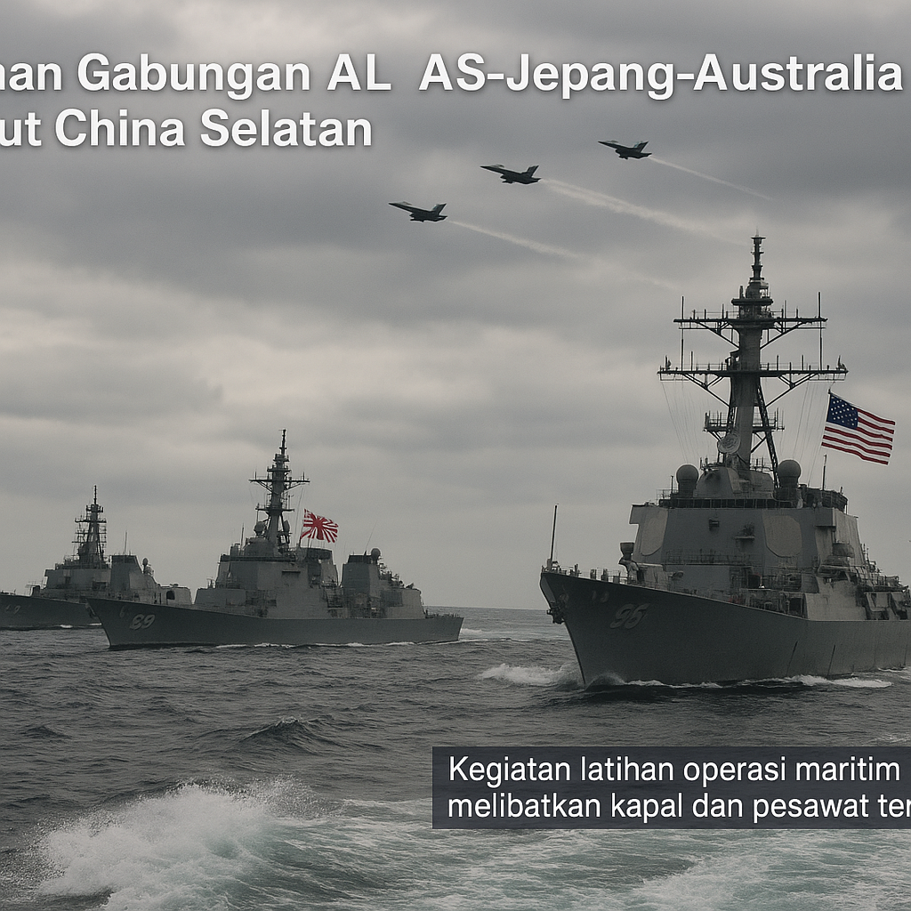 Latihan Gabungan AL AS-Jepang-Australia di Laut China Selatan