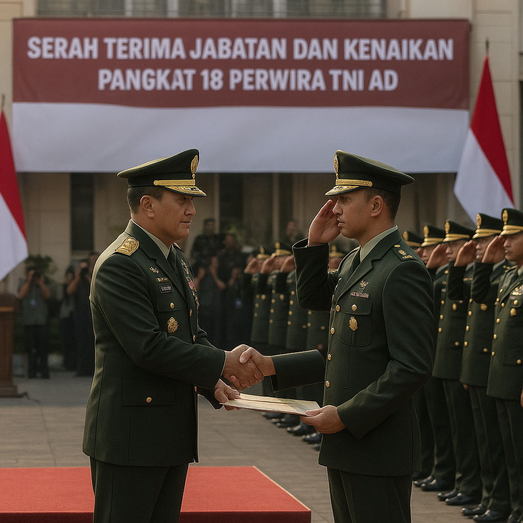 Kasad Pimpin Sertijab dan Kenaikan Pangkat 18 Perwira TNI AD