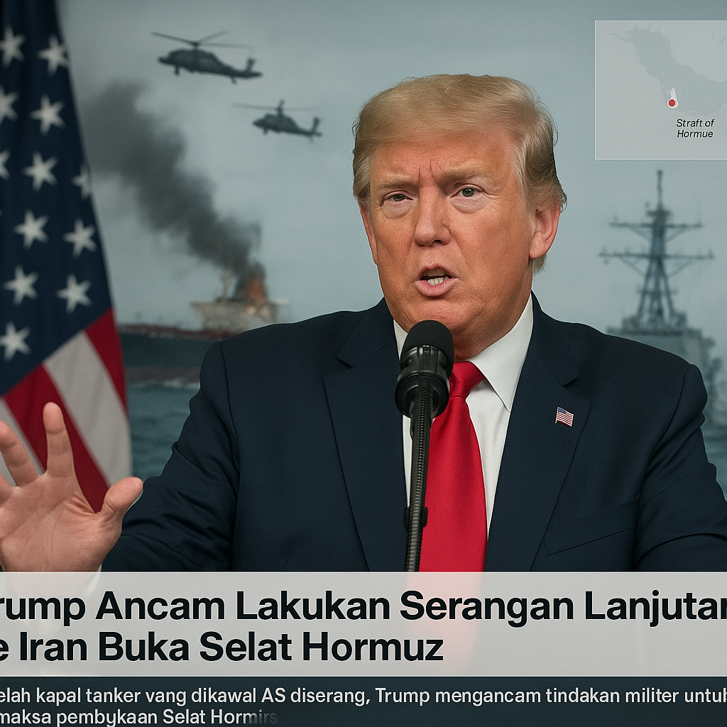Trump Ancam Lakukan Serangan Lanjutan ke Iran Buka Selat Hormuz
