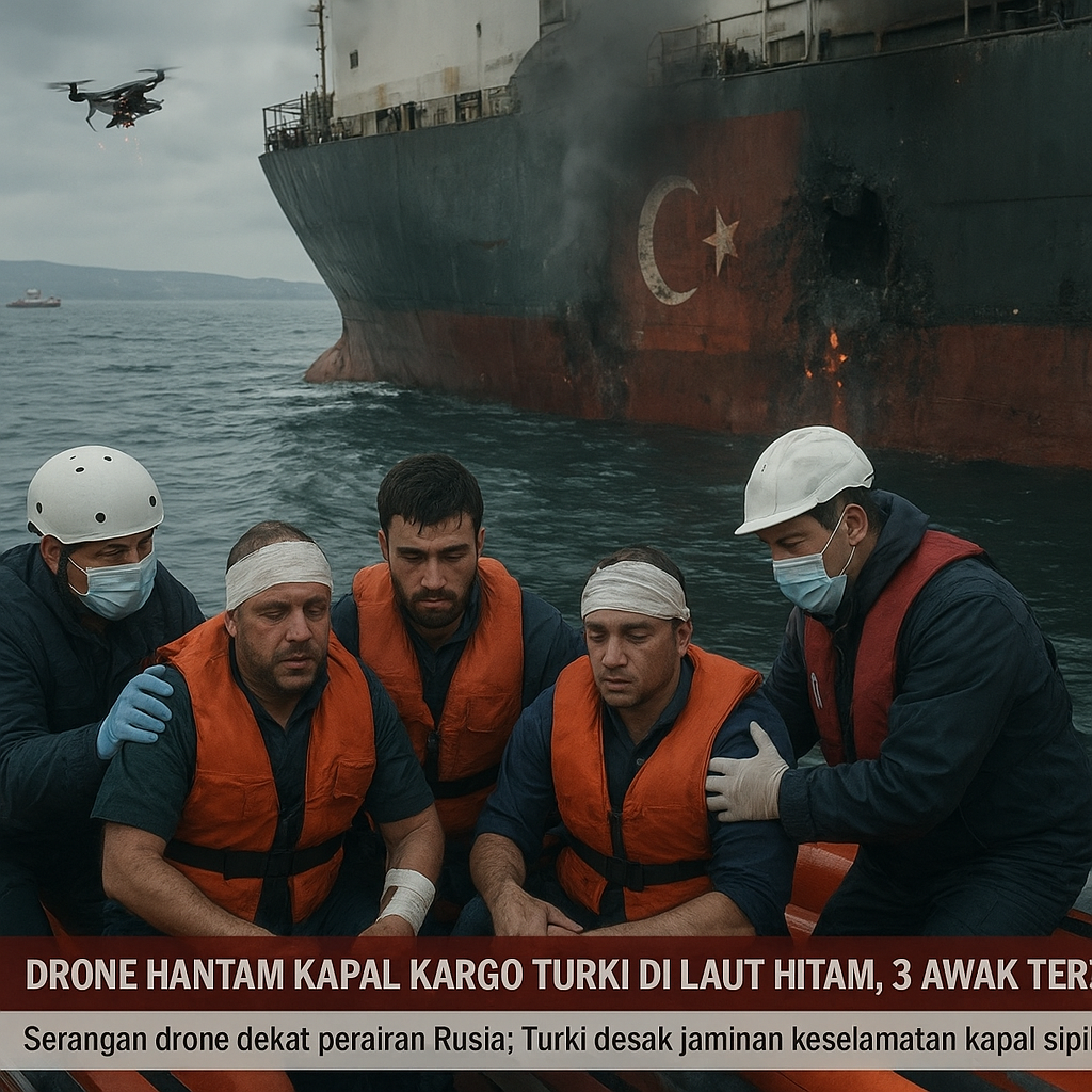 Drone Hantam Kapal Kargo Turki di Laut Hitam, 3 Awak Terluka