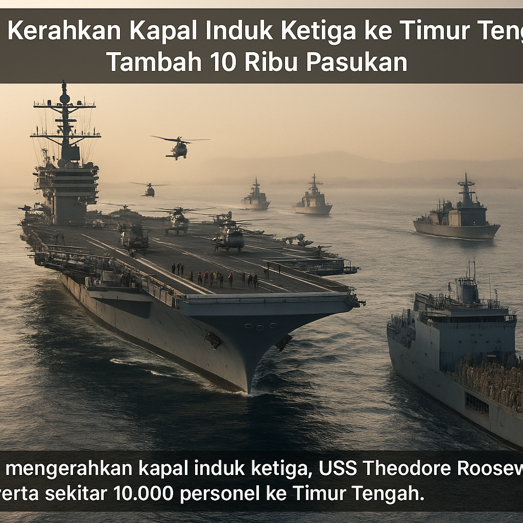 AS Kerahkan Kapal Induk Ketiga ke Timur Tengah, Tambah 10 Ribu Pasukan
